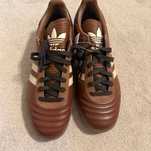 Adidas Men's Brown Cream Stripe Samba Sneakers